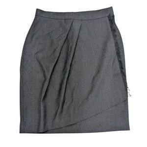Brooks Brothers Wool Asymmetrical Faux Fringe Skirt NWT